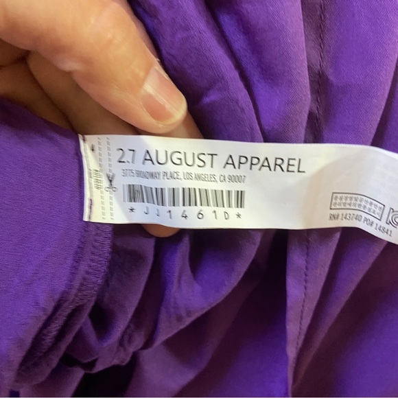 English Factory Purple Ruched Midi Dress with Flutter Sleeves - Picture 10 of 12